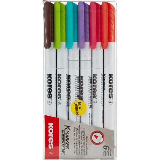 Набор маркеров для белых досок KORES 6 цв,  2 мм 22846