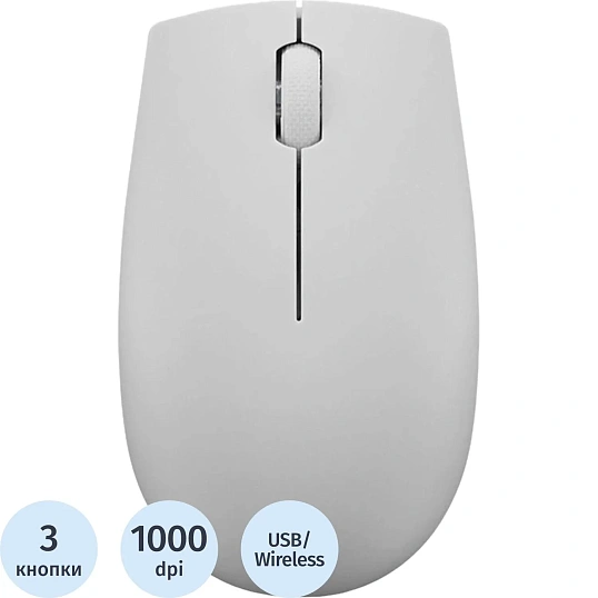 Мышь компьютерная Lenovo беспров. 300 серый (GY51L15678)