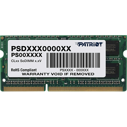 Модуль памяти Patriot SL 4GB DDR3 SO-DIMM 1600MHz(PSD34G1600L81S)