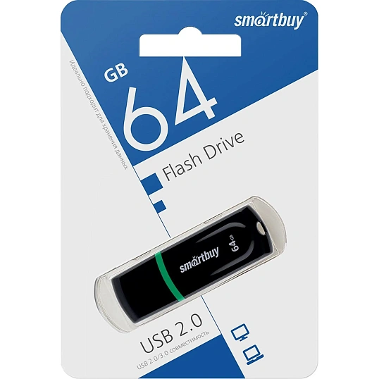 Флеш-память Smartbuy UFD 64GB Paean Black (SB64GBPN-K) - [bulk