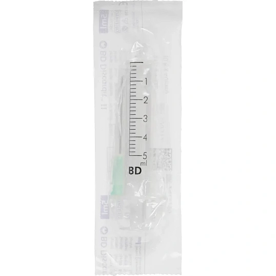 Шприц 2-комп. однораз. 5мл LS 21G(0,8х40) прил. 100шт/уп BD