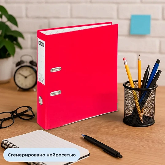 Папка-регистратор 75мм Attache А4, красная, тиснение кожа, метал. угол