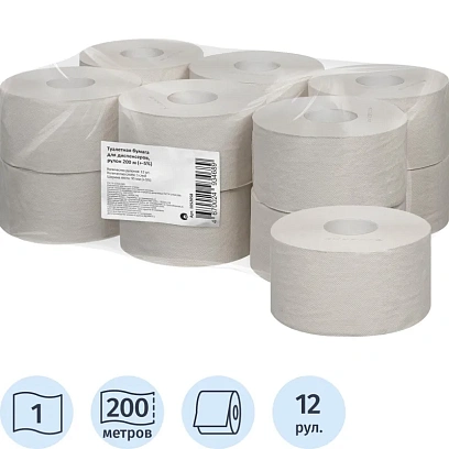 Бумага туалетная д/дисп Выбор есть 1слвтор200м12рул/уп