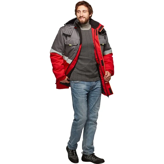 Куртка рабочая зимняя муж з43-КУ крас/сер (р.48-50) 182-188 (серия З)