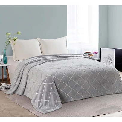 Плед велсофт  150х200см серый ромб 260гр 18-4015 G