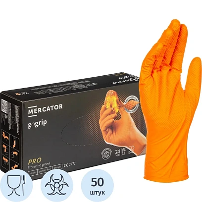 Перчатки одноразовые нитрил GOGRIP ORANGE цв.оранжевый (25пар/уп)р.XXL,ПС