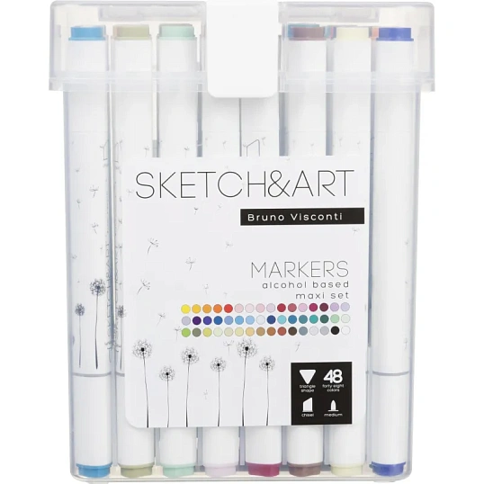 Набор маркеров ДВУС.СКЕТЧ-МАРКЕРЫSKETCH&ARTМАКСИ,48 ЦВ.ПЛАС.ПЕНАЛ,22-0079