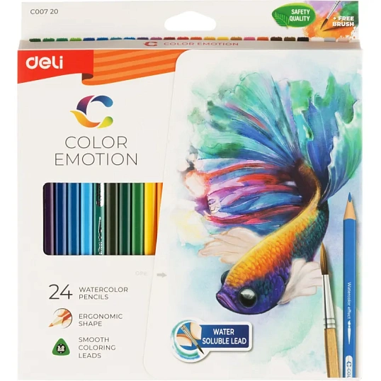 Карандаши акварельные Deli Color Emotion липа 24 цв/наб EC00720