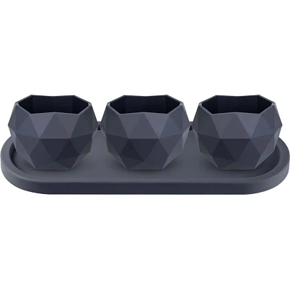 Набор кашпо Топаз (0,45л) на подставке Амалия Цв.Антрацит  3шт, КШ-0712