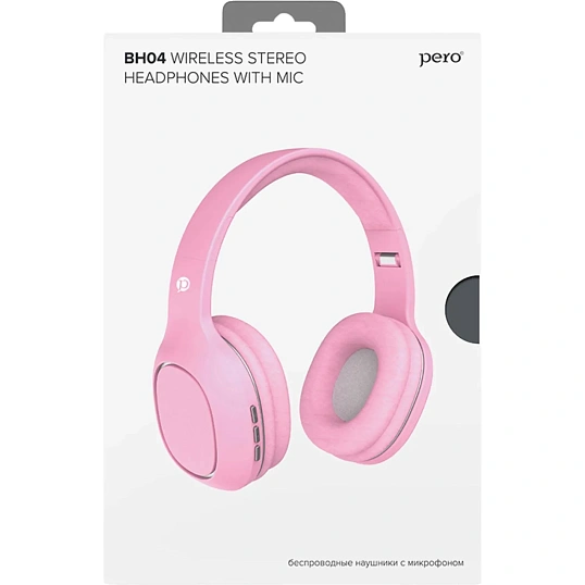 Наушники Pero BH04 Pink, bluetooth, полноразмерные