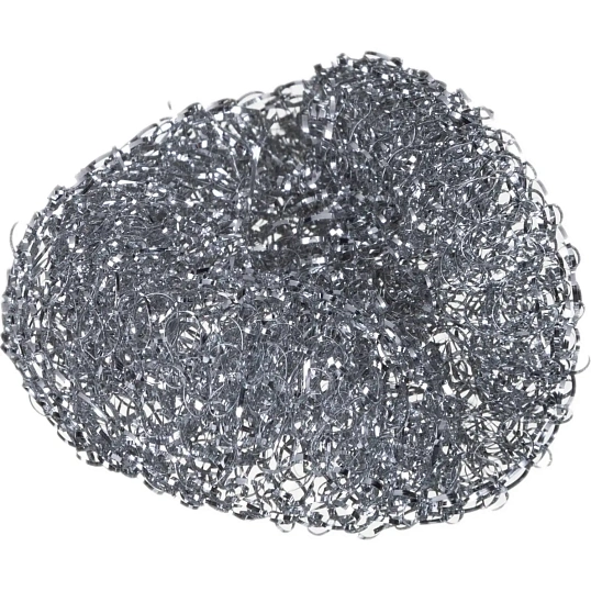 Губка-мочалка металлическая для мытья посуды 80x80x25мм 12г 5шт/уп