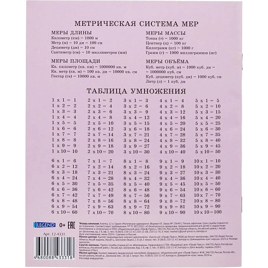 Тетрадь клетка 12 л. Магические единороги, ассорти, 12-4331