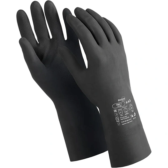 Перчатки латекс черный Manipula КЩС-1 (L-U-03/CG-942) р.7,ПС