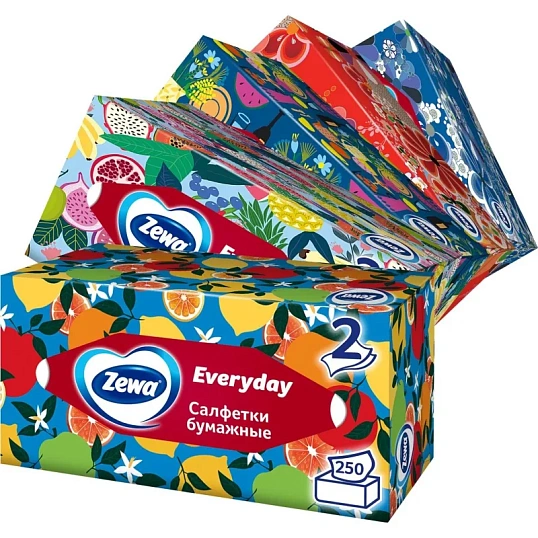 Салфетки косметические ZEWA Everyday 2-сл 250шт/уп 8679