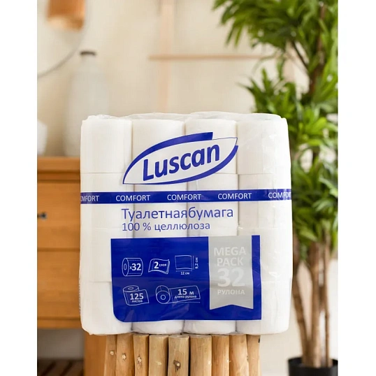 Бумага туалетная Luscan Comfort Megapack 2сл бел цел 15м 125л 32рул/уп