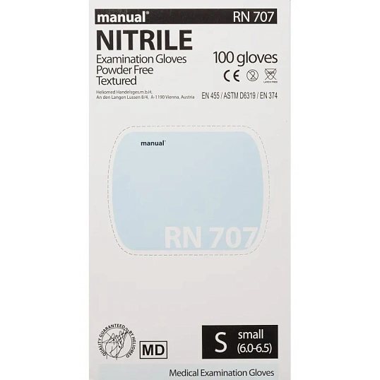 Перчатки мед.смотров. нитрил., нестер, MANUAL RN 707 (S) 50пар
