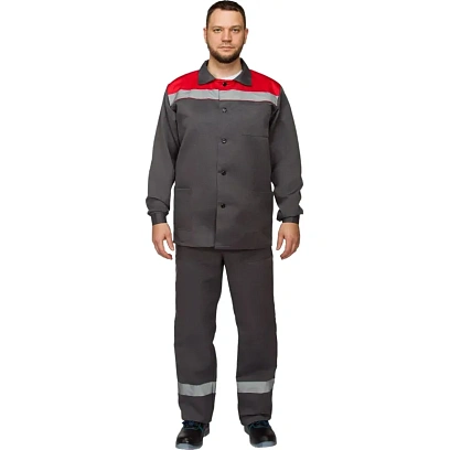 Костюм рабочий летний муж. л16-КПК с СОП сер/крас (р.48-50) 194-200