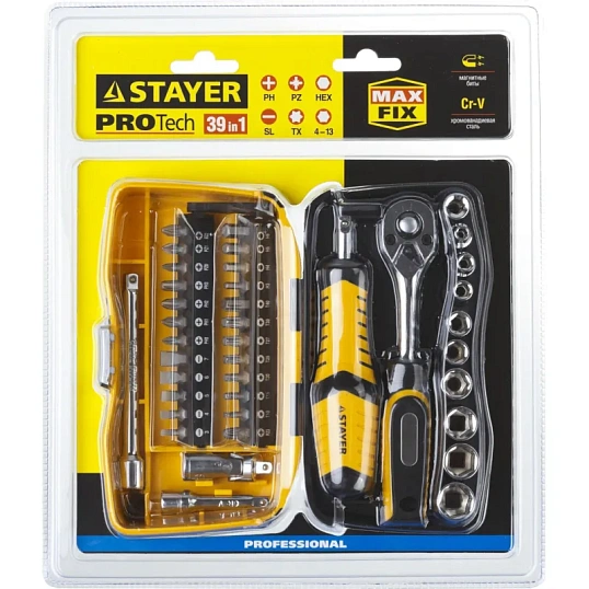 Набор инструмента универсальный STAYER PRO Compact 39, 39 предм, 25135-Н39
