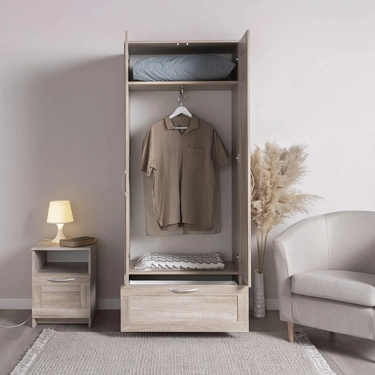 Шкаф для одежды ШС_Сириус 2 двери и 1 ящик дуб сонома