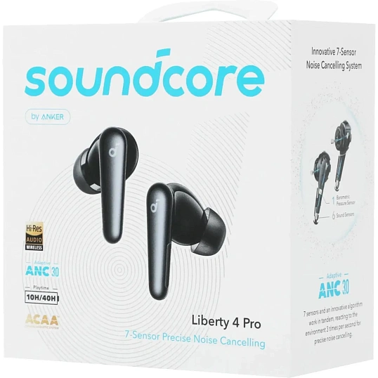 Наушники wireless Soundcore Liberty 4 Pro A3954GF1 TWS черная глянец