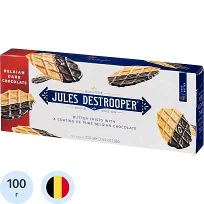 Печенье Jules Destrooper Butter Crisps с темным шоколадом, 100 гр