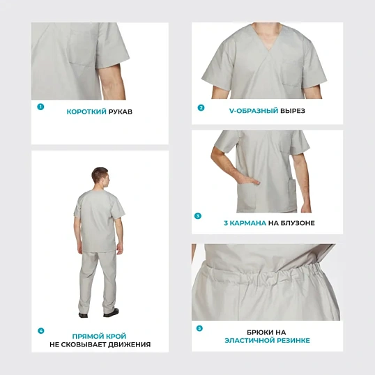 Костюм хирурга универс./м05-КБР серый (р.56-58) р.170-176