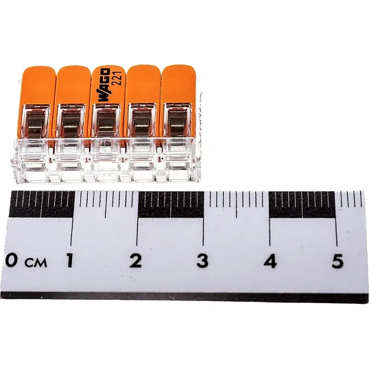 Клемма WAGO 221-415 (5Х4,0мм2 с рычажком) уп.(25шт)