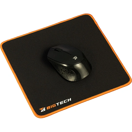 Коврик для мыши BigTech (HMP0023) ткань, резина, черный, оранжевый