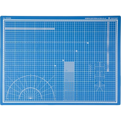 Коврик для резки Topfort 5ти-слойный А2 (60х45см), 2х-сторонний, синий