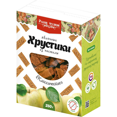 Пастила Хрустики Русские Традиции яблочные б/сах, 250г