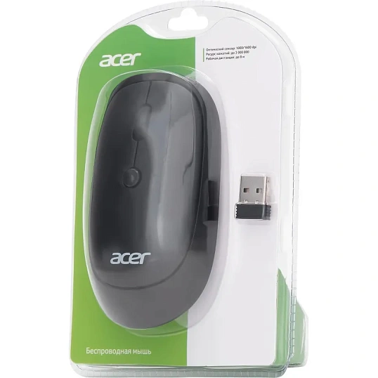 Мышь компьютерная Acer OMR137 оптическая/1600dpi/беспроводная/USB/черный