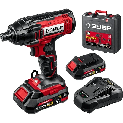 Винтоверт аккумуляторный ударный ЗУБР 18В, 2АКБ (2.0Ач) (ГВЛ-255-22)