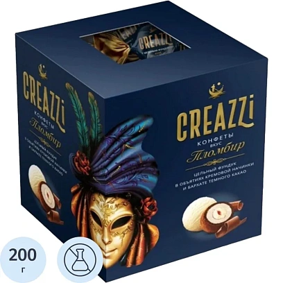 Конфеты Creazzi с цельным  фундуком вкус пломбир 200г