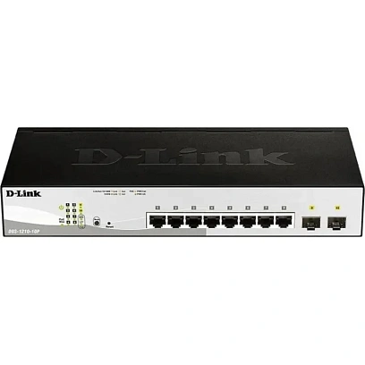 Коммутатор D-Link DGS-1210-10MP/F3A, L2 8x10/100/1000Base-T PoE и 2xSFP