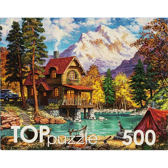 Пазл 500 элементов. ДОМИК У ОЗЕРА В ГОРАХ,ХТП500-6819