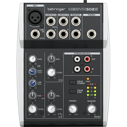 Микшерный пульт Behringer Xenyx 502S, аналогов. 5 вх, USB интерф. для стрим