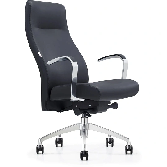 Кресло ЮФК Комус Мебель Easy Chair 501, экокожа, черный, алюминий