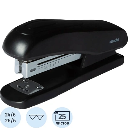 Степлер Attache до 25 листов,24/6, 26/6, пластиковый корпус, черный