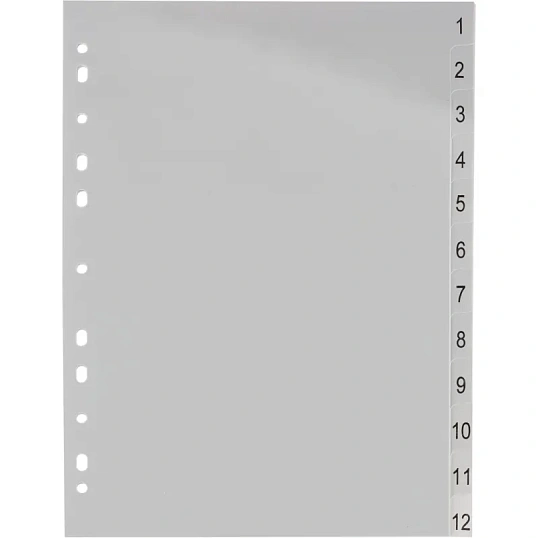 Разделитель листов 12л. цифровые пластик.Комус