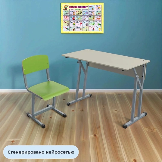 Парта МЕТ_Комус Мебель стол ученический 2-местный 6р.г. серый/серый New