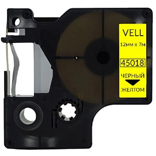 Картридж Vell VL-D-S0720580/45018 (12 мм, черн на желтом) для LM {vell45018