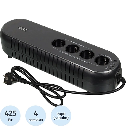 ИБП Powercom WOW-850U 850ВА/425Вт, 4xEURO, USB/RJ45