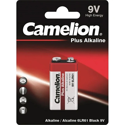 Батарейка Camelion 6LR61 Plus Alkaline 1шт/бл (6LR61-BP1, 9В) (1655)