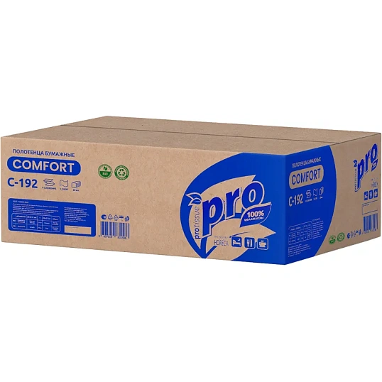Полотенца бумажные д/дисп.Protissue 1сл бел 250л/пач 20пач/кор V-слож.C192