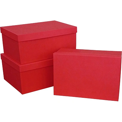 Набор подар. коробок 3в1 тиснение РОГОЖКА 350х250х150 красный, Д10103П.296