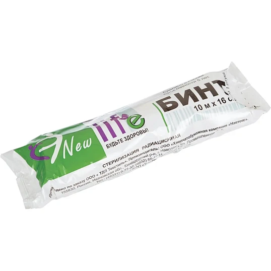 Перевяз. ср-ва Бинт стер. 10мx16см, Life (инд зеленая уп, пл.36г) ШК06233