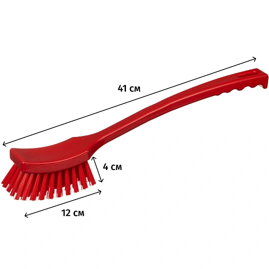 Щетка ручная FBK с длинной ручкой 410х45мм жесткая красная 10215-3