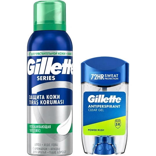 Подарочный набор GILLETTE гел антипер P.R 70мл+Пена д/бритья успокаив200мл