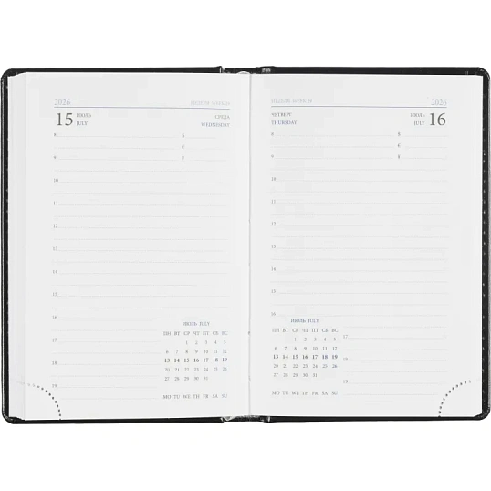 Ежедневник датированный 2026, черный,А6, 100х150 мм,336 стр,Agenda