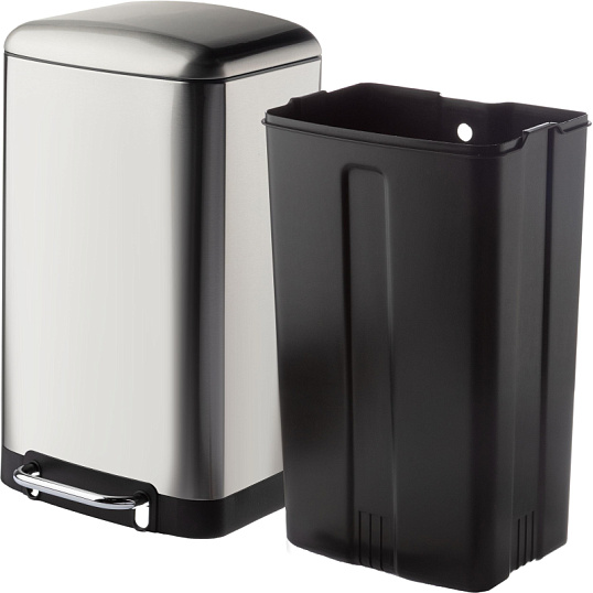 Ведро мусорное с педалью и доводчиком Luscan 30л,матов., прямоуг,нерж сталь